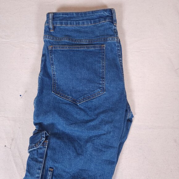 PRSTGE Cargo Snap and Zip Blue Jeans Mens Size 32 Denim Pants Streetwear - Picture 15 of 16